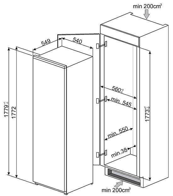 Встраиваемая морозильная камера Smeg S7220FND2P Встраиваемая морозильная камера Smeg S7220FND2P