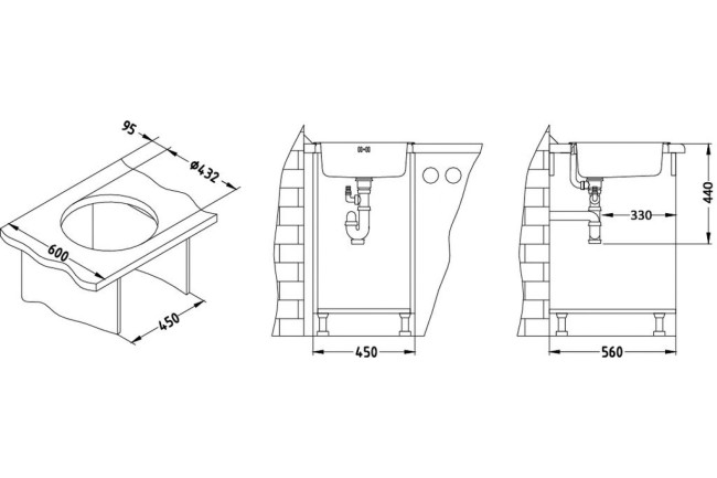 Кухонная мойка Alveus FORM 10 NAT-60 FI 450 1X (1008987)