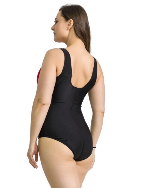 Купальник женский для бассейна Atemi SWAE 02C черн/красн/бел р-р 56