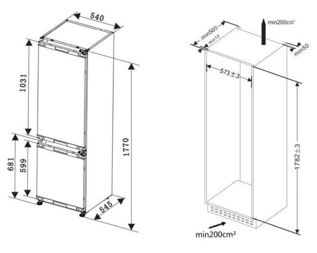 Встраиваемый холодильник Ascoli ADRF241WEBI