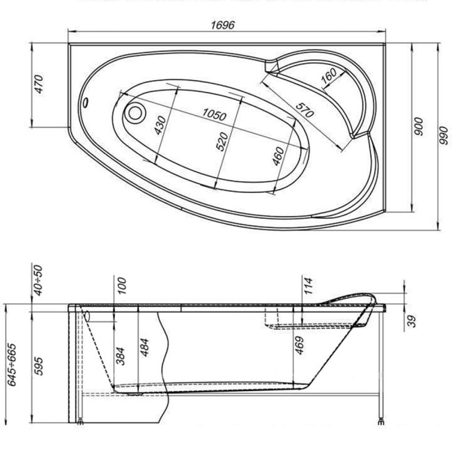 Ванна акриловая Aquanet Jersey 170*90 R с/п(х) (177922) Ванна акриловая Aquanet Jersey 170*90 R с/п(х) (177922)