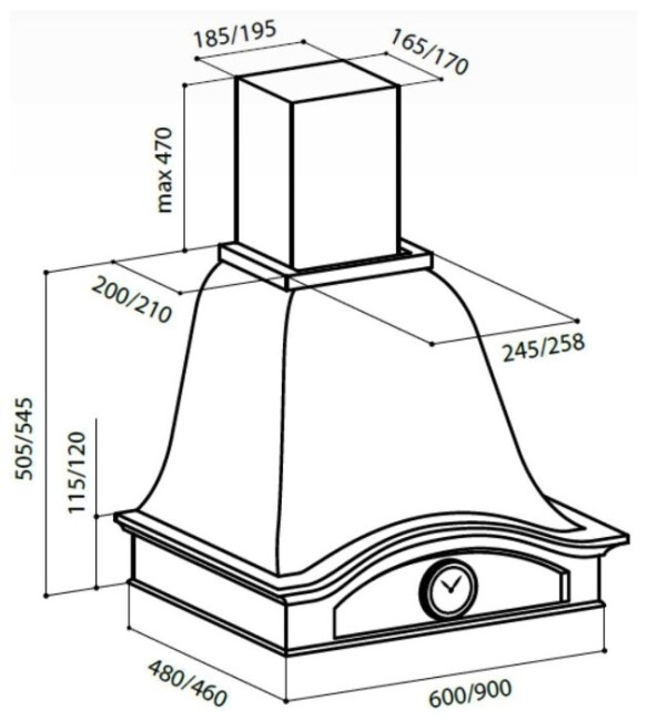 Каминная вытяжка Lex Palermo 900 White