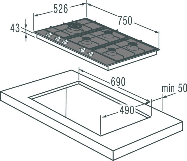 Встраиваемая газовая варочная панель Gorenje + GGS 75 WAX
