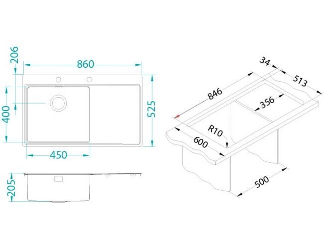 Кухонная мойка Alveus PURE 50L KMB-90 (1103652)