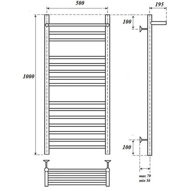 Полотенцесушитель водяной Point PN10150SP П14 500x1000 с полкой, хром