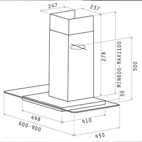 Каминная вытяжка Jetair Miki IX/A/90