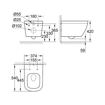Унитаз подвесной безободковый Grohe Euro Ceramic (3932800H)