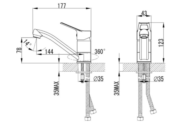 Смеситель для раковины Milardo Ukon UKOSBR0M01