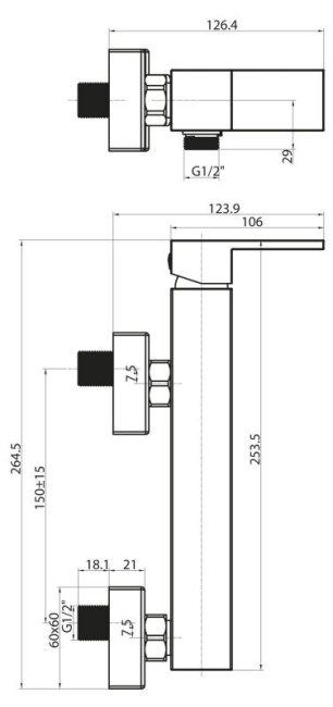 Смеситель для душа BelBagno MAGNA (MAG-ESDM-CRM)