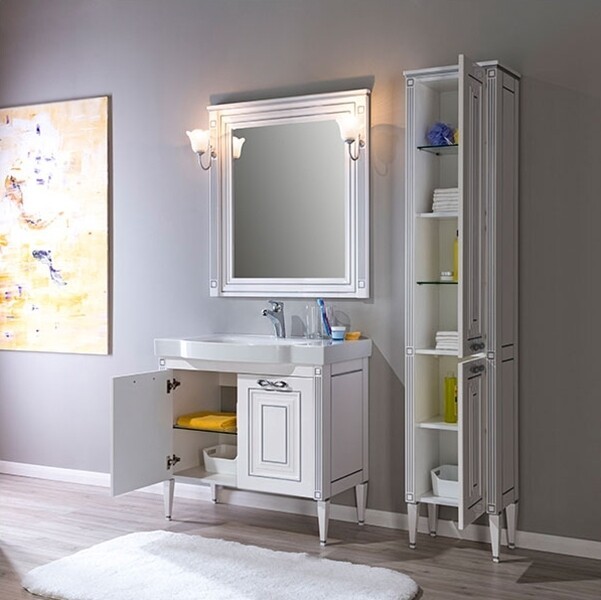 Пенал Aquanet Паола 40 цв.белый/патина серебро (181770) Пенал Aquanet Паола 40 цв.белый/патина серебро (181770)