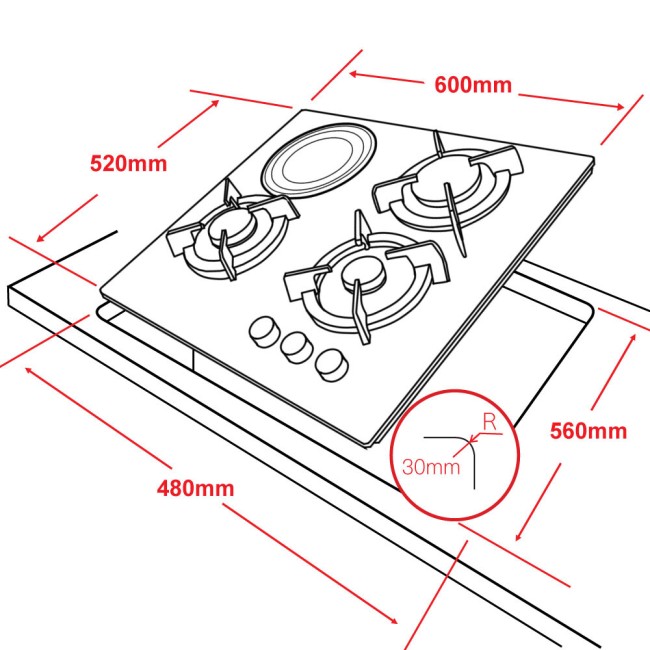 Встраиваемая газовая варочная панель Ginzzu HCG-478 Встраиваемая газовая варочная панель Ginzzu HCG-478