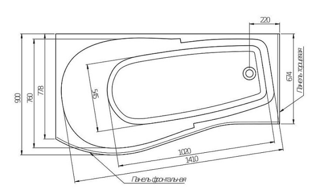 Ванна акриловая Alex Baitler ORTA L 150*90