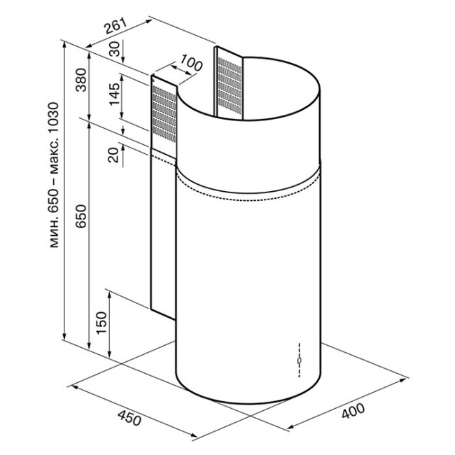 Каминная вытяжка Kronasteel Tetis 400 Inox 4P