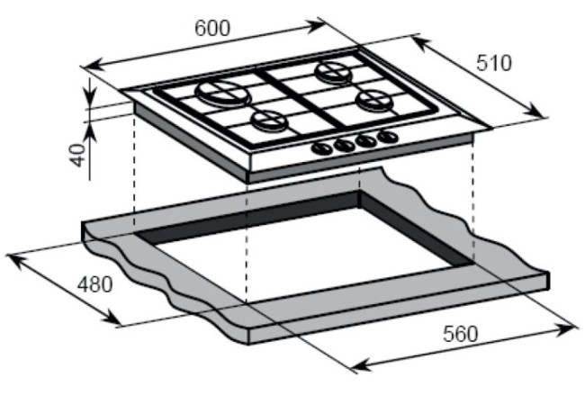 Встраиваемая газовая варочная панель Weissgauff HGG 640 BGB Встраиваемая газовая варочная панель Weissgauff HGG 640 BGB