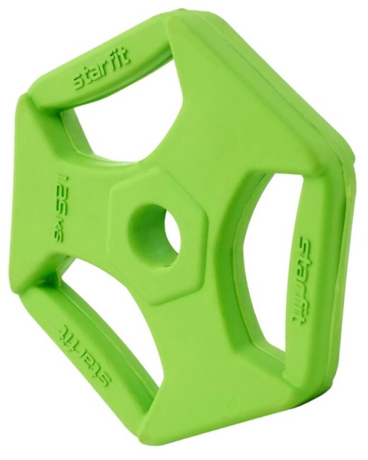 Диск обрезиненный с хватами Starfit BB-205 1,25 кг d=26 мм зеленый