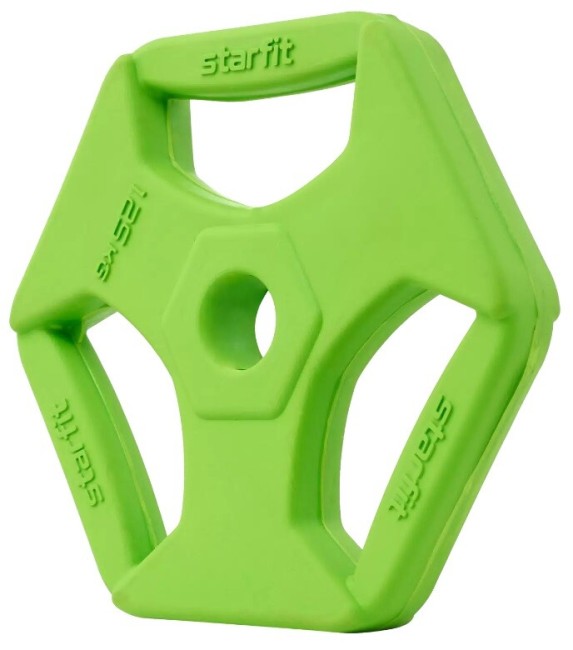 Диск обрезиненный с хватами Starfit BB-205 1,25 кг d=26 мм зеленый