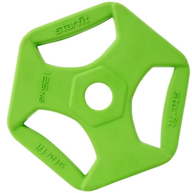 Диск обрезиненный с хватами Starfit BB-205 1,25 кг d=26 мм зеленый