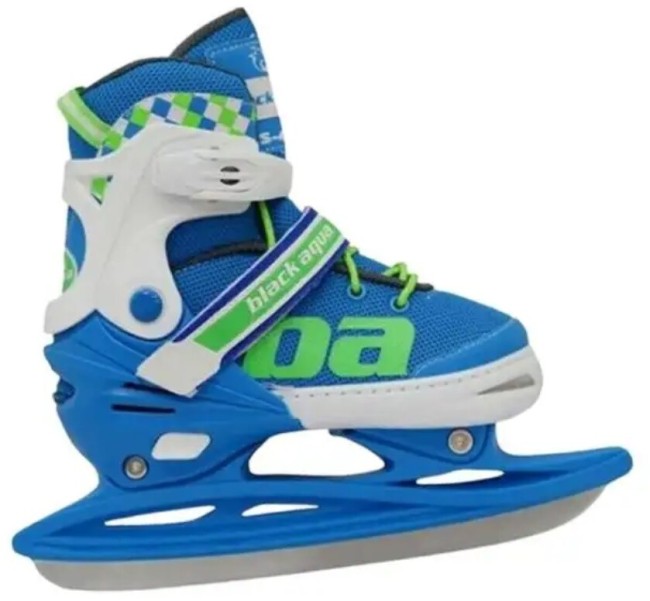 Коньки-ролики раздвижные Black Aqua AS-409, голубой/салатовый 35-38