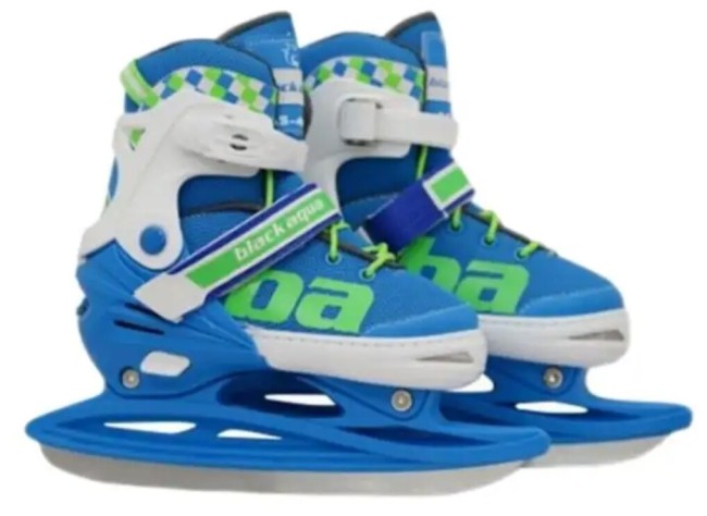 Коньки-ролики раздвижные Black Aqua AS-409, голубой/салатовый 35-38
