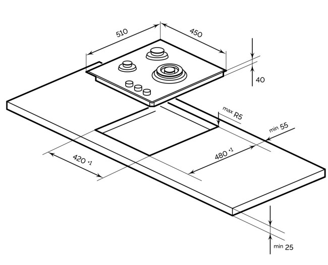 Встраиваемая газовая варочная панель Akpo PGA 453 FGC-T2 BL Встраиваемая газовая варочная панель Akpo PGA 453 FGC-T2 BL