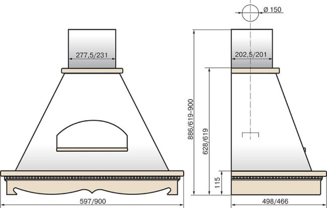 Каминная вытяжка Elikor Бельведер 60П-650-П3Д бежевый/бук/орех