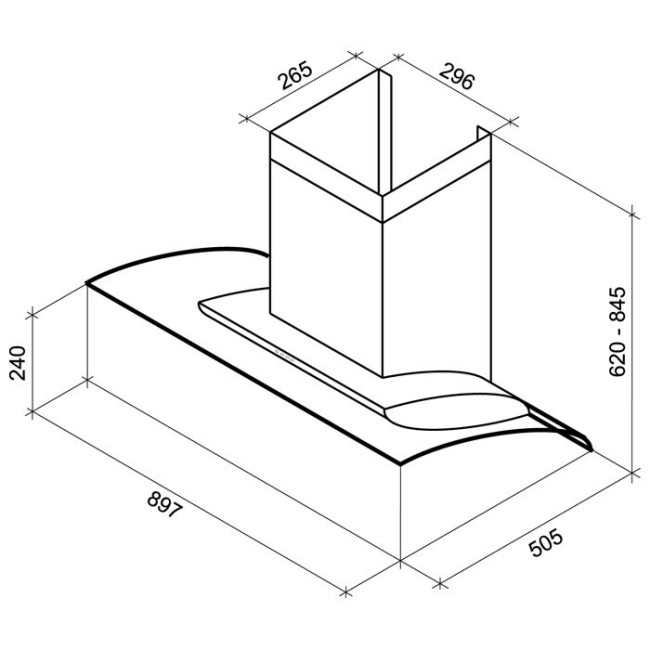 Каминная вытяжка Shindo Aliot PS 90 B/OG 3ETC