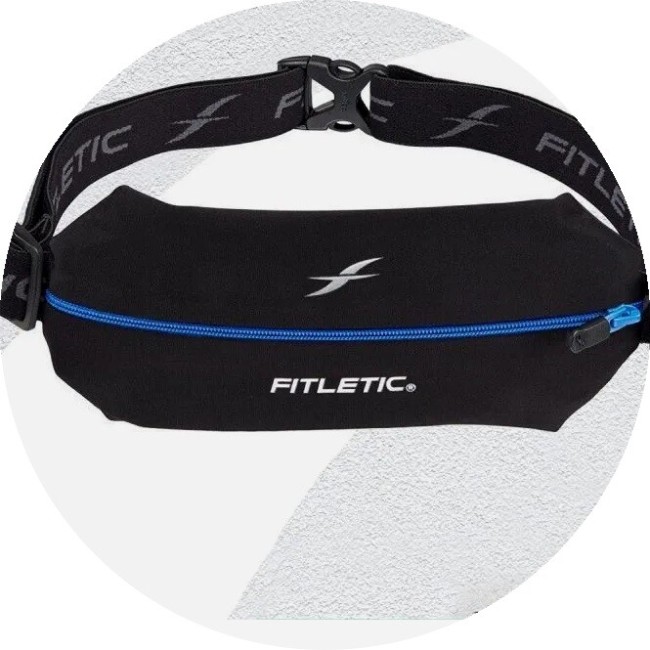 Беговая сумка на пояс Fitletic Mini Sport Belt черный/синяя молния Беговая сумка на пояс Fitletic Mini Sport Belt черный/синяя молния