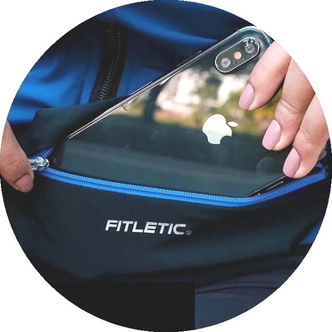 Беговая сумка на пояс Fitletic Mini Sport Belt черный/синяя молния Беговая сумка на пояс Fitletic Mini Sport Belt черный/синяя молния