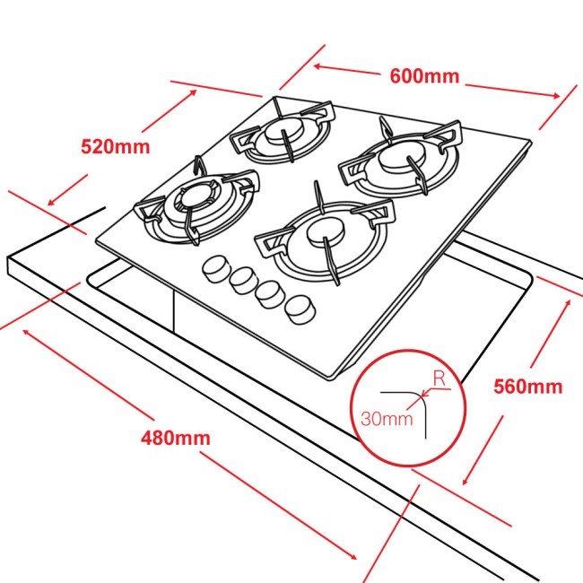 Встраиваемая газовая варочная панель Ginzzu HCG-443 белый Встраиваемая газовая варочная панель Ginzzu HCG-443 белый
