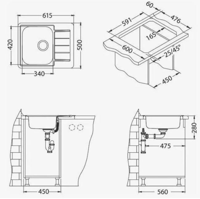 Кухонная мойка Alveus LINE 110 NAT 90 FI (1122317)