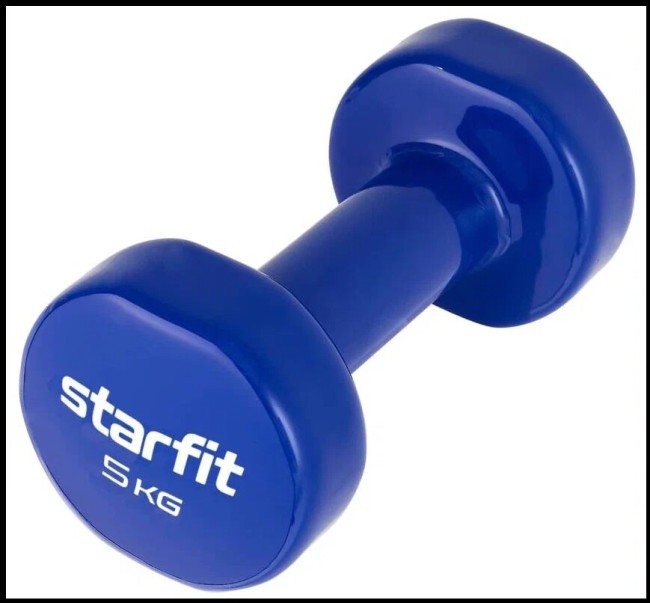 Гантель виниловая Starfit Core DB-101 5 кг темно-синий Гантель виниловая Starfit Core DB-101 5 кг темно-синий