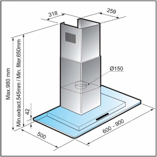 Каминная вытяжка Samsung HDC 9D90UG Каминная вытяжка Samsung HDC 9D90UG