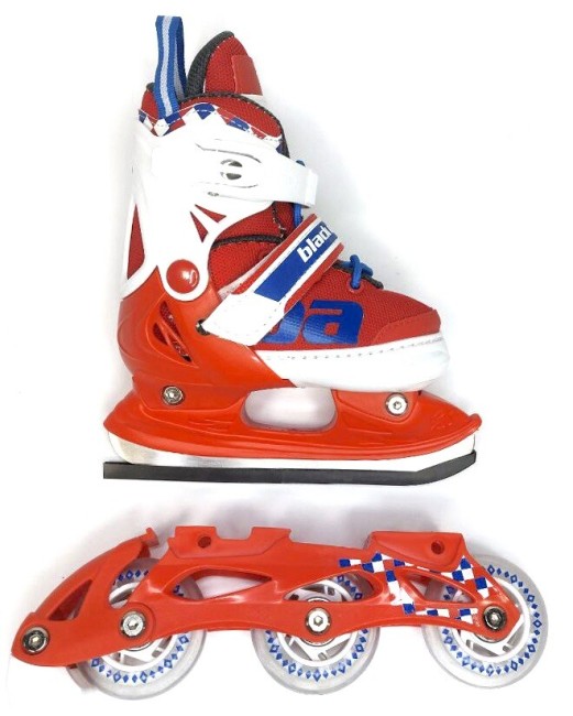 Коньки-ролики раздвижные Black Aqua AS-409, красный/синий 27-30 Коньки-ролики раздвижные Black Aqua AS-409, красный/синий 27-30