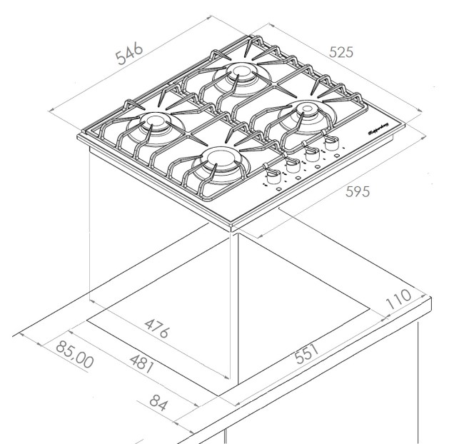 Встраиваемая газовая варочная панель Kuppersberg FQ 602 B Встраиваемая газовая варочная панель Kuppersberg FQ 602 B