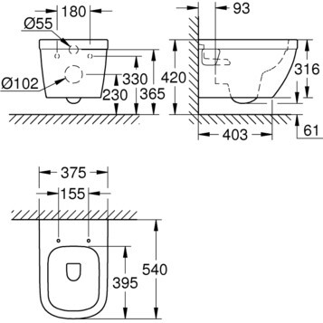 Унитаз подвесной безободковый Grohe Euro Ceramic (39538000)