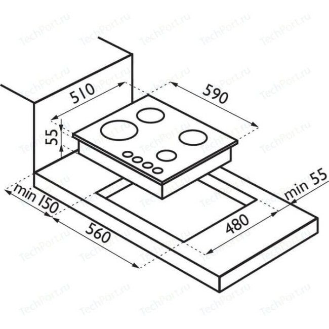 Встраиваемая газовая варочная панель Ardesia L 60 WHITE Встраиваемая газовая варочная панель Ardesia L 60 WHITE