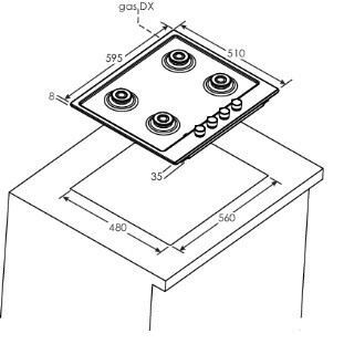 Встраиваемая газовая варочная панель Candy CHW6D4WX