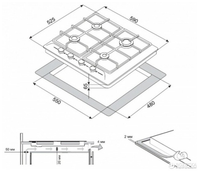 Встраиваемая газовая варочная панель ZorG BLC FDW black Встраиваемая газовая варочная панель ZorG BLC FDW black