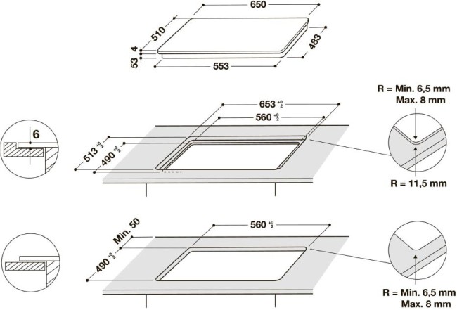 Встраиваемая индукционная варочная панель Whirlpool SMC 654 F/BT/IXL Встраиваемая индукционная варочная панель Whirlpool SMC 654 F/BT/IXL
