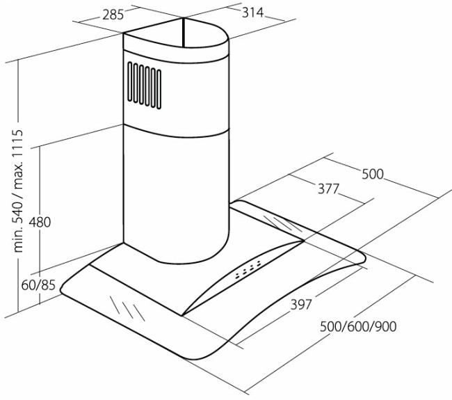 Каминная вытяжка Akpo Largo WK-4 eco 50 IX