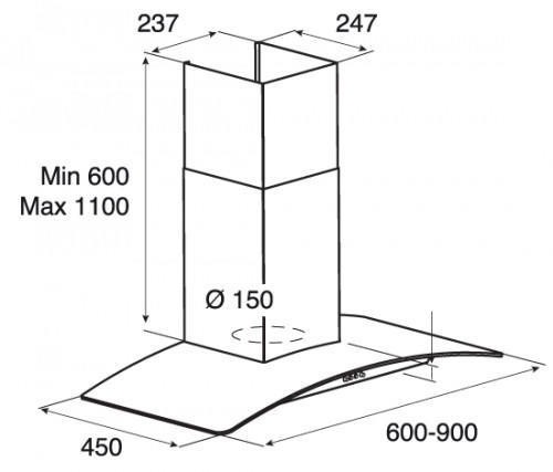 Каминная вытяжка Jetair Tory P 60 INX
