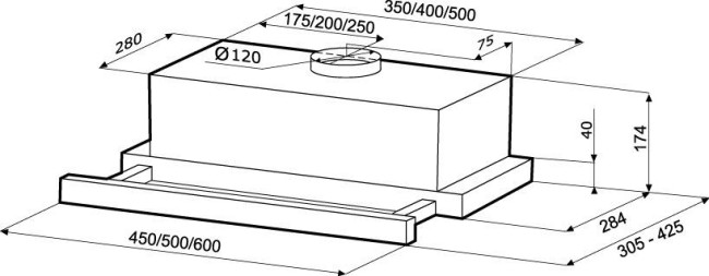 Встраиваемая вытяжка Kronasteel Kamilla 1M 600 inox
