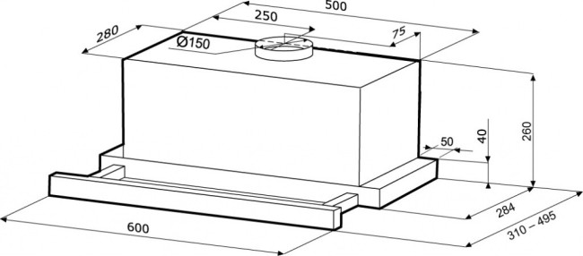 Встраиваемая вытяжка Kronasteel Kamilla Power 3Р 600 inox