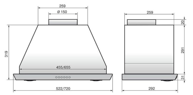 Встраиваемая вытяжка Elikor Врезной блок S3 72П-700-ПЗД белый