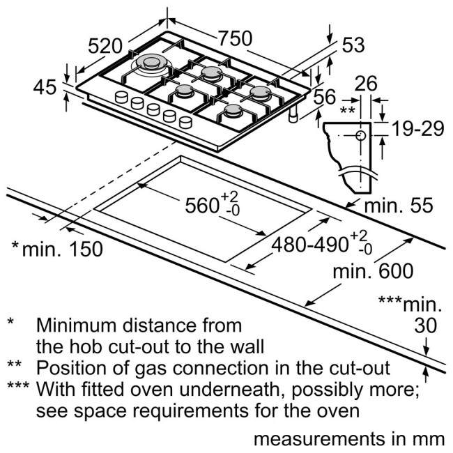 Встраиваемая газовая варочная панель Bosch PCS7A5M90