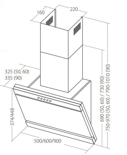 Каминная вытяжка Akpo Kastos WK-4 eco 50 BK