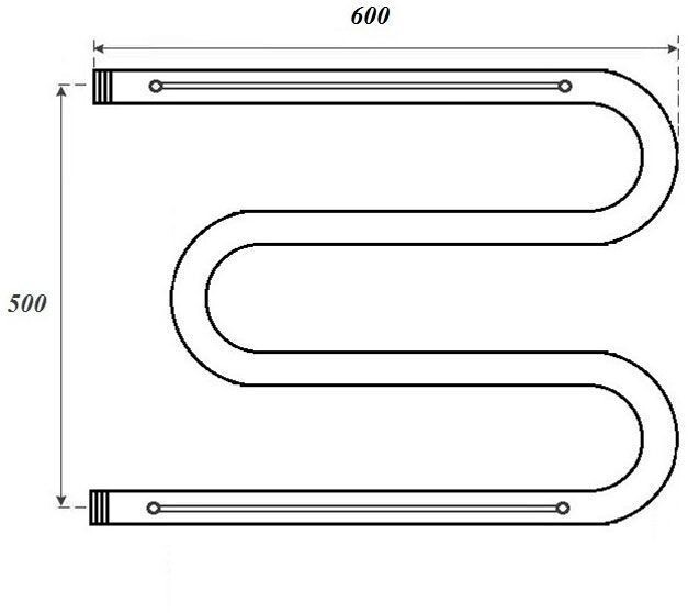 Полотенцесушитель водяной Point PN38556P 500x600 М-образный с полкой, хром