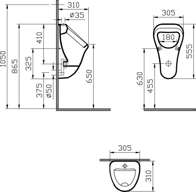 Писсуар Vitra Arkitekt с внешним подводом воды (6202B003-0198)