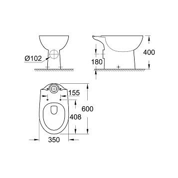 Унитаз напольный Grohe Bau Ceramic (39428000)