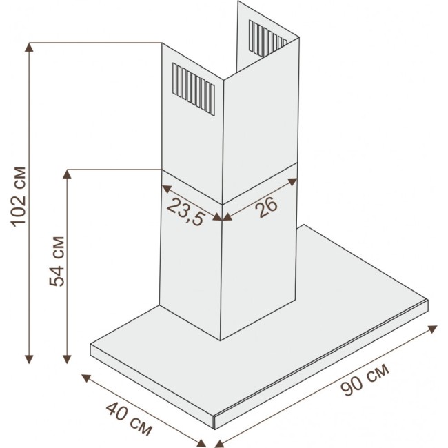 Каминная вытяжка Ciarko Quatro BLS 90